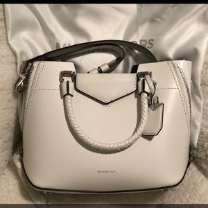Medium optic white Blakely messenger bag from Michael Kors